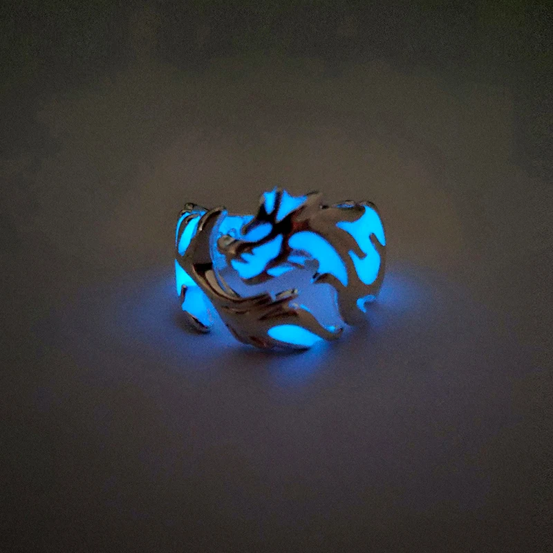 

Luminous Dragon Ring for Men Adjustable size Noctilucent Night Light Jewelry Glowing In The Dark Ring