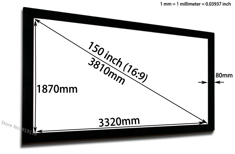 150 Inch Flat screen dimension