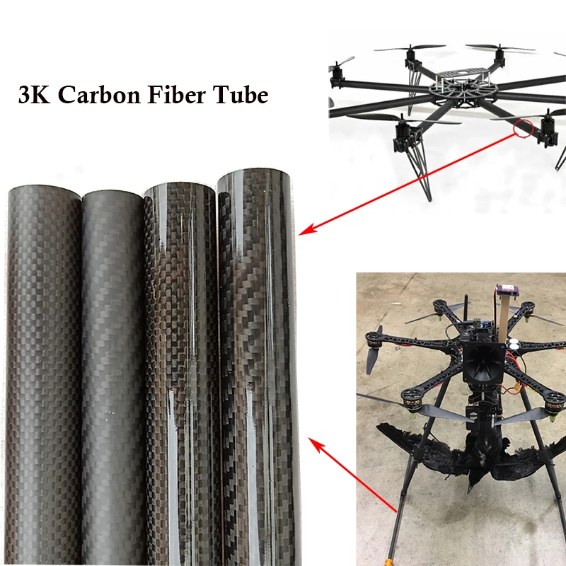 1PCS length 500 mm carbon fiber tube high composite hardness material 3K Twill matte for plant protection aircraft