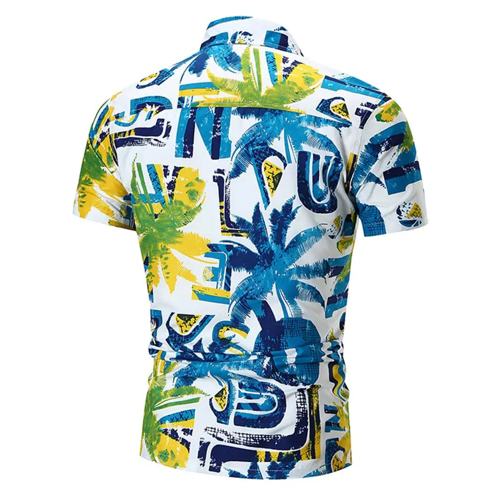 Кокос дерево напечатано пляжные летние рубашки Для мужчин короткий рукав Мягкий Хлопок топы большой Размеры мужской праздник Стиль