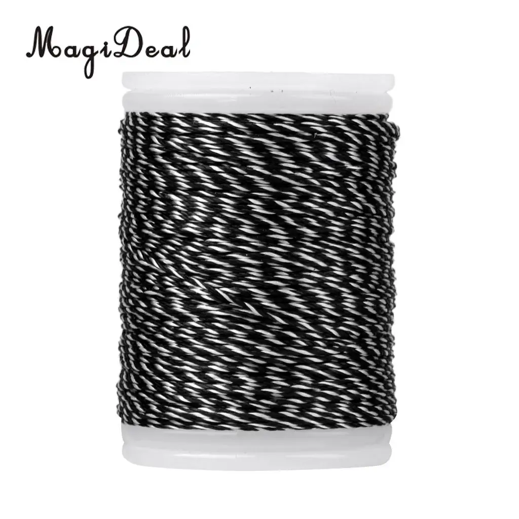 MagiDeal 2 Pcs 110m Fiber Archery Bow String Serving Material Bowstring Protect black&white