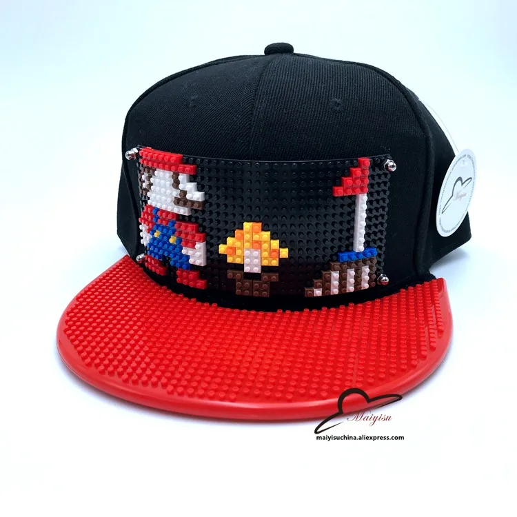 Мода Супер Марио мозаика настроить Snapback DIY Marie brick полями на заказ для шляпы хип-хоп Snapback шляпа бейсбольная Кепка - Цвет: 44