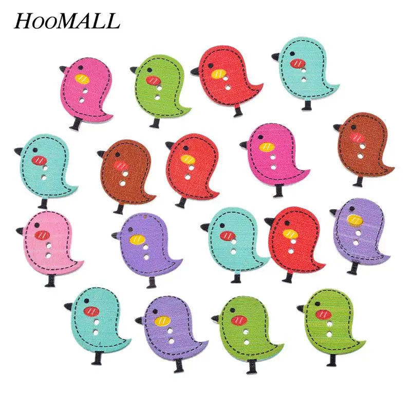 

Hoomall 50PCs Mixed Wooden Buttons Cute Bird Pattern Decorative Buttons 2 Holes Sewing Accessories Craft DIY Scrapbooking