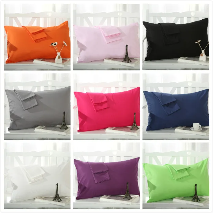 Hot Cotton Pillow Case Sham Bedding Pillow Solid color single Use Home Bed hotel Case 48