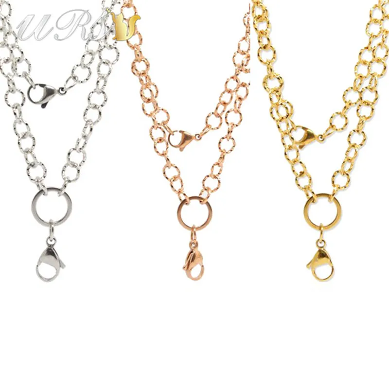 

5pcs/lot 24''(60cm) 7.0mm Silver/rose gold/gold 316L stainless steel Pendant Necklace Knurling Circle Chain Wholesale