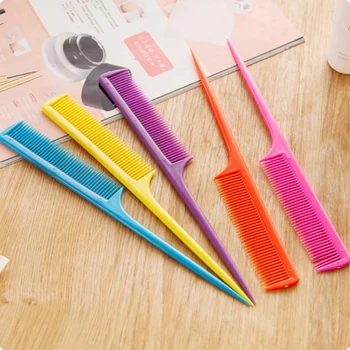 

Hot Sale 1PC Pure Color Hair Comb Salon Brush Styling Hairdressing Tail Plastic Comb Set With Thin And Long Handle