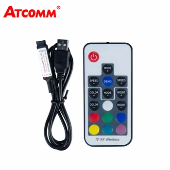 

5V-24V USB RGB LED Controller RF IR 3 17 24 Key RGB LED Dimmer 4 Pin USB Interface Apply To 5050 2835 3528 RGB USB LED Strip