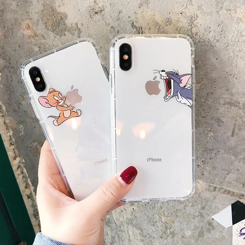 

Ultra Thin Slim Fit Funny Cartoon Tom Jerry Case for iPhone X XR Xs Max 8 7 6 6s Plus Case Soft Silicone Cover Cases Cover Coque