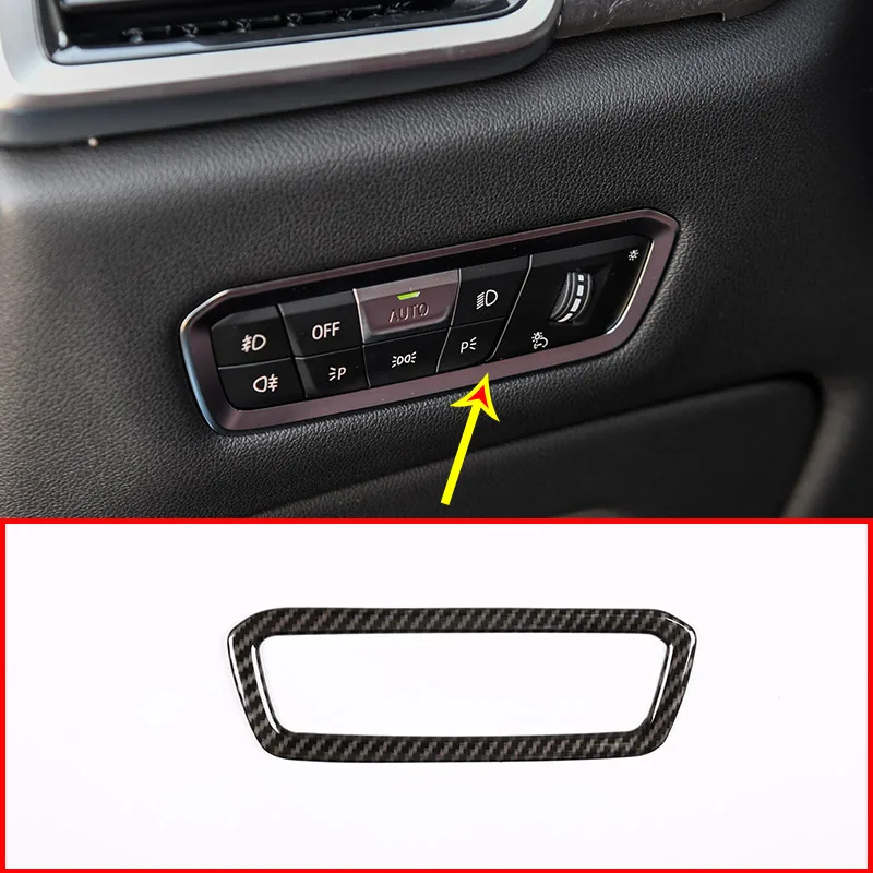 

Carbon Fiber Style ABS Headlight Switch Decoration Frame Trim For BMW X5 G05 2019 Year Model Accessories