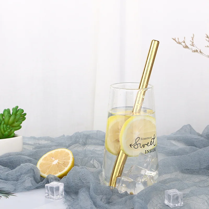 4-5pcs-Colorful-Stainless-Steel-Drinking-Straws-Reusable-Metal-Pointed-Bubble-Tea-Straws-Tubule-Cleaner-Brush-with