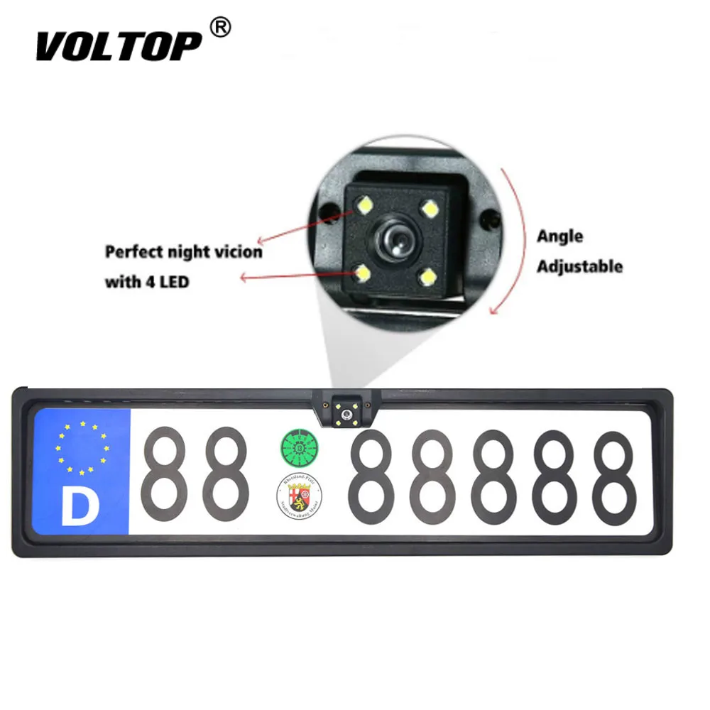

170 European Car License Plate Frame Holder Auto Reverse Rear View Backup Camera 4 LED Universal CCD IR Night Vision