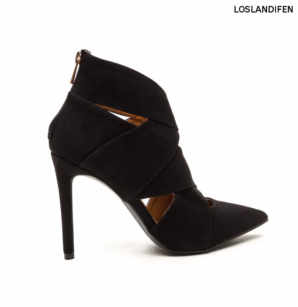 

2018 New Style Ladies Women's Fashion Pointed-toe Shoes Suede Cut-out Zipper Closure High Heel Party Prom Setiletto Pumps CKE130
