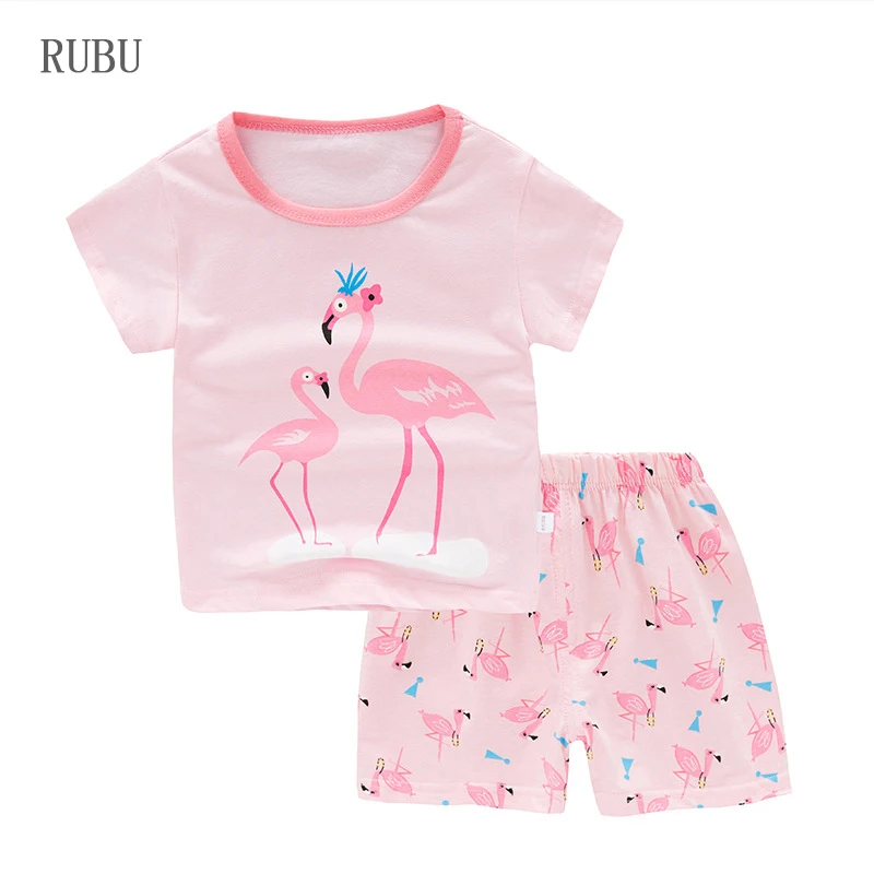 

Summer Baby Boys Girls Sleepwear Suits Short Sleeve Children Pajamas Infantil Pyjamas Girls Cartoon Pijamas Kids Clothing Set