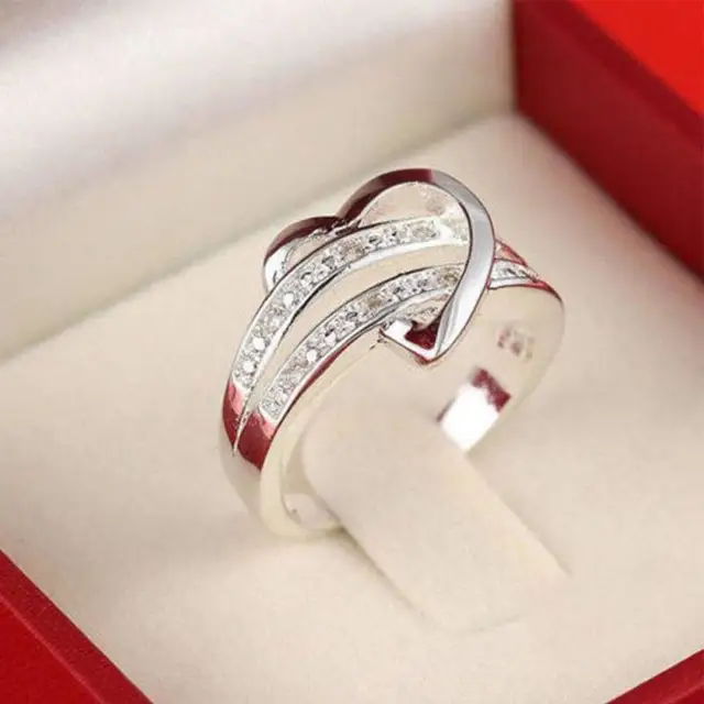 Newest Rings for Women Sliver Plated Bling Gem Stone Heart Love Rings female Ane Newest Rings for Women Sliver Plated Bling Gem Stone Heart Love Rings female Ane