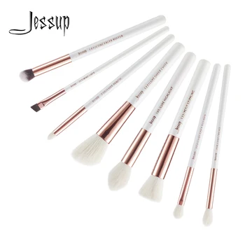 

Jessup Pearl White/Rose Gold Professional Makeup Brushes Set Make up Brush Tools kit Foundation Stippling T218