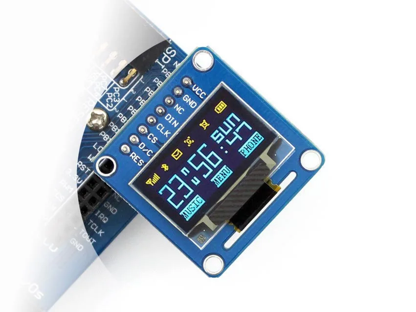 0,96 дюймов OLED (B) дисплейный модуль, SPI/I2C интерфейсов, вертикальный выносной, SSD1306 чип, желтый, синий цвет, широкий угол