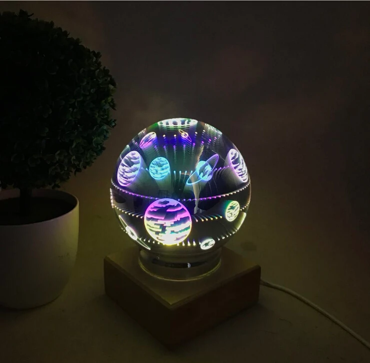 Волшебный шар цветной стеклянный 3d Звездное небо Ночной светильник питание от USB