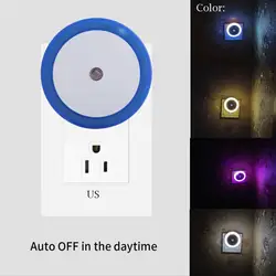 США Plug авто свет индукции Сенсор Управление Спальня круглый светодиодный ночник Спальня Колледж общежития стол небольшой