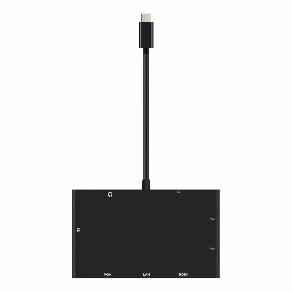

YUNCLOUND USB HUB RJ45 Type C to HDMI VGA LAN Card Reader Audio PD Charging USB 3.0 Hub for Macbook Samsung S8 S9 Huawei P20 Pro