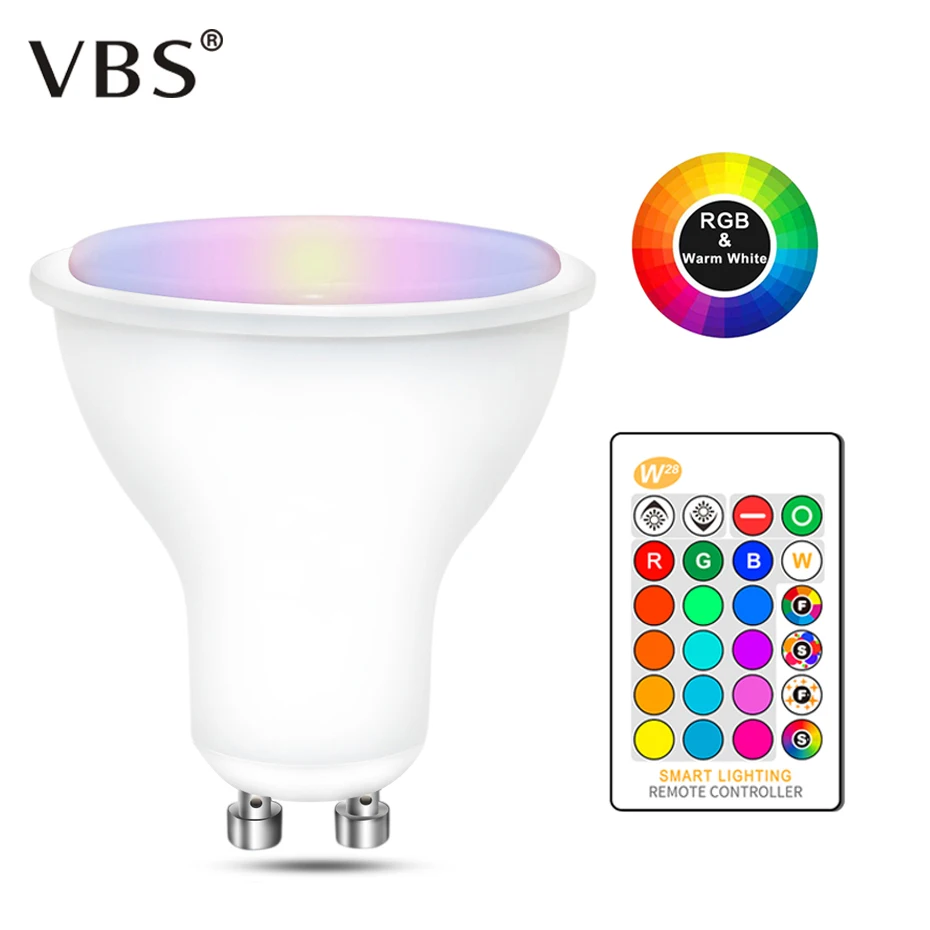 

8W RGB LED Bulb GU10 Color Changing Atmosphere Lighting Dimmable LED Lamp RGBW Spotlight Bar KTV Decorative Lights Warm white