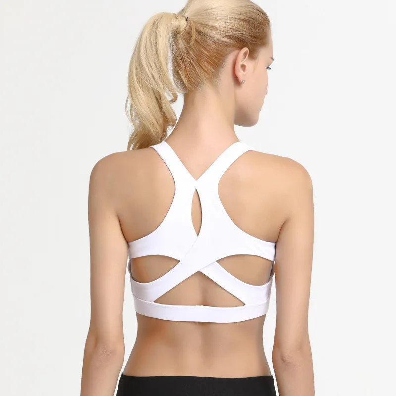 Super Stretch Push Up Sports Bra Beatiful Back Cross Yoga Shirt Cropped