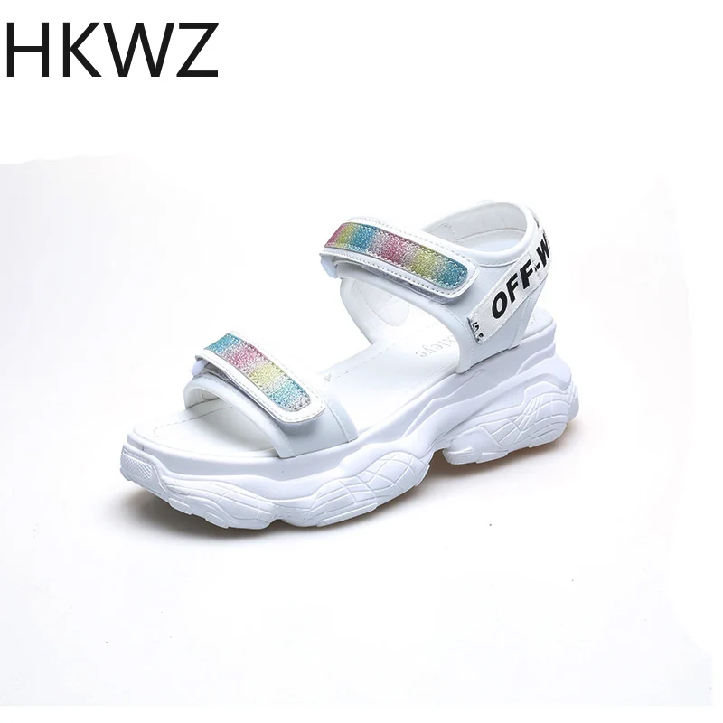 

Brand new women's Roman Sandals Fashion Casual Shoes Bling Wedges Thick-bottomed Muffins Skid Sports Gladiator Sandals 5CM
