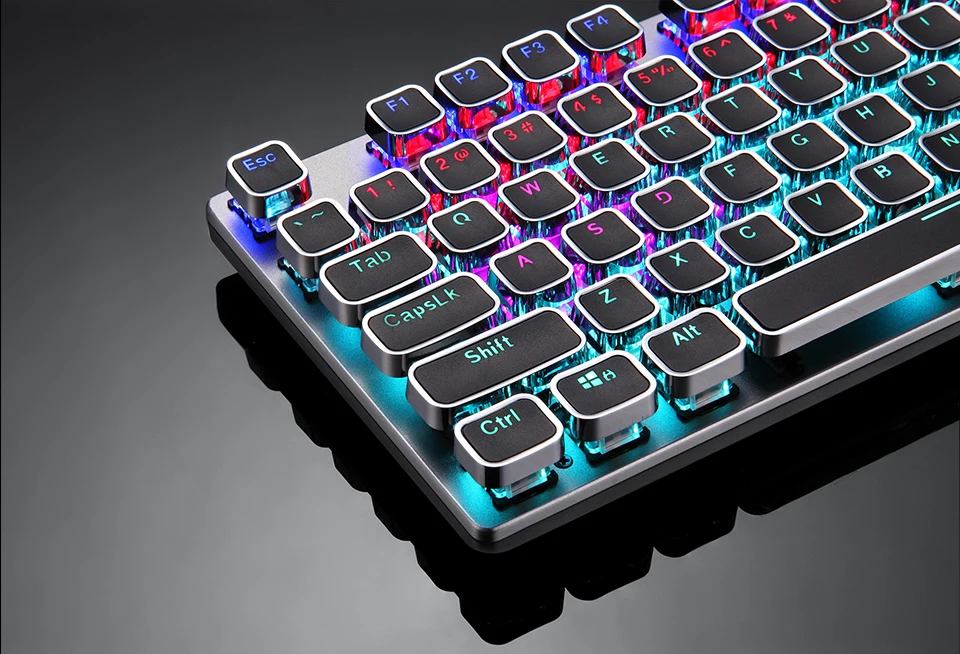 Механическая игровая клавиатура RGB светодиодный подсветкой 104 клавиш с подсветкой teclado анти-ореолы большие клавиши крутой дизайн для PC Gamer