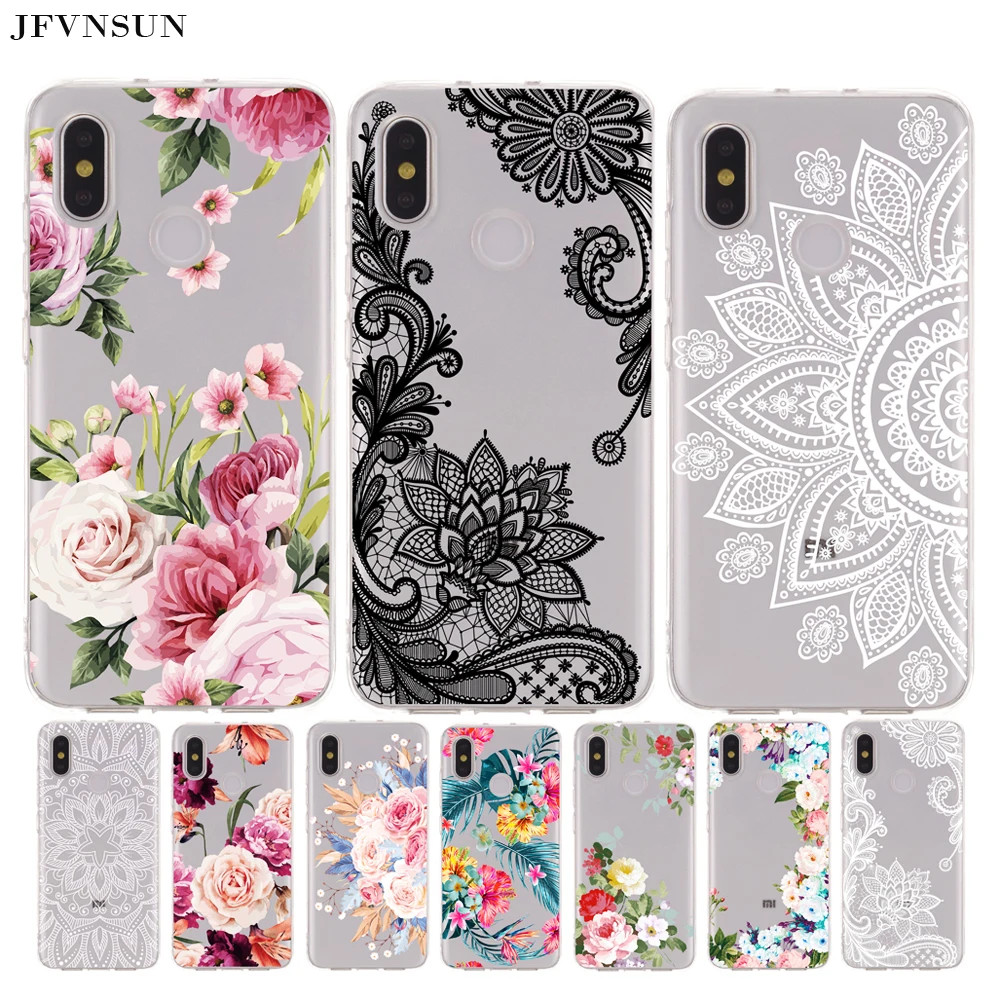 

xiaomi Mi A2 Case on xiaomi mi A2 Lite Cases 3D Relief Flower Skin Pattern Transparent TPU Case for Xiaomi Mi A2 miA2 Lite Cover