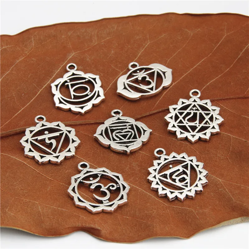 Подвеска талисман серебряного цвета для йоги 7 чакр 21 шт.|chakra charms|chakra pendantpendant chakra |
