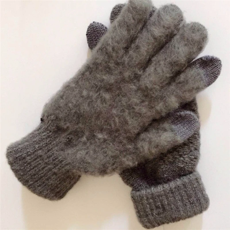 Miya Mona, вязаные перчатки для женщин, мужчин, зимние теплые перчатки, варежки, Шерсть-вязание, однотонные, толстые, мягкие, Luvas, плюшевые, Guantes