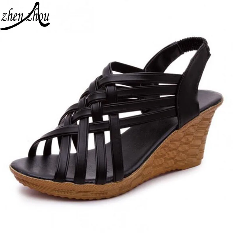 

Woman's shoes 2017 summer new cross straps bohemian slope with female sandals sandals shoes after the elastic female shoes