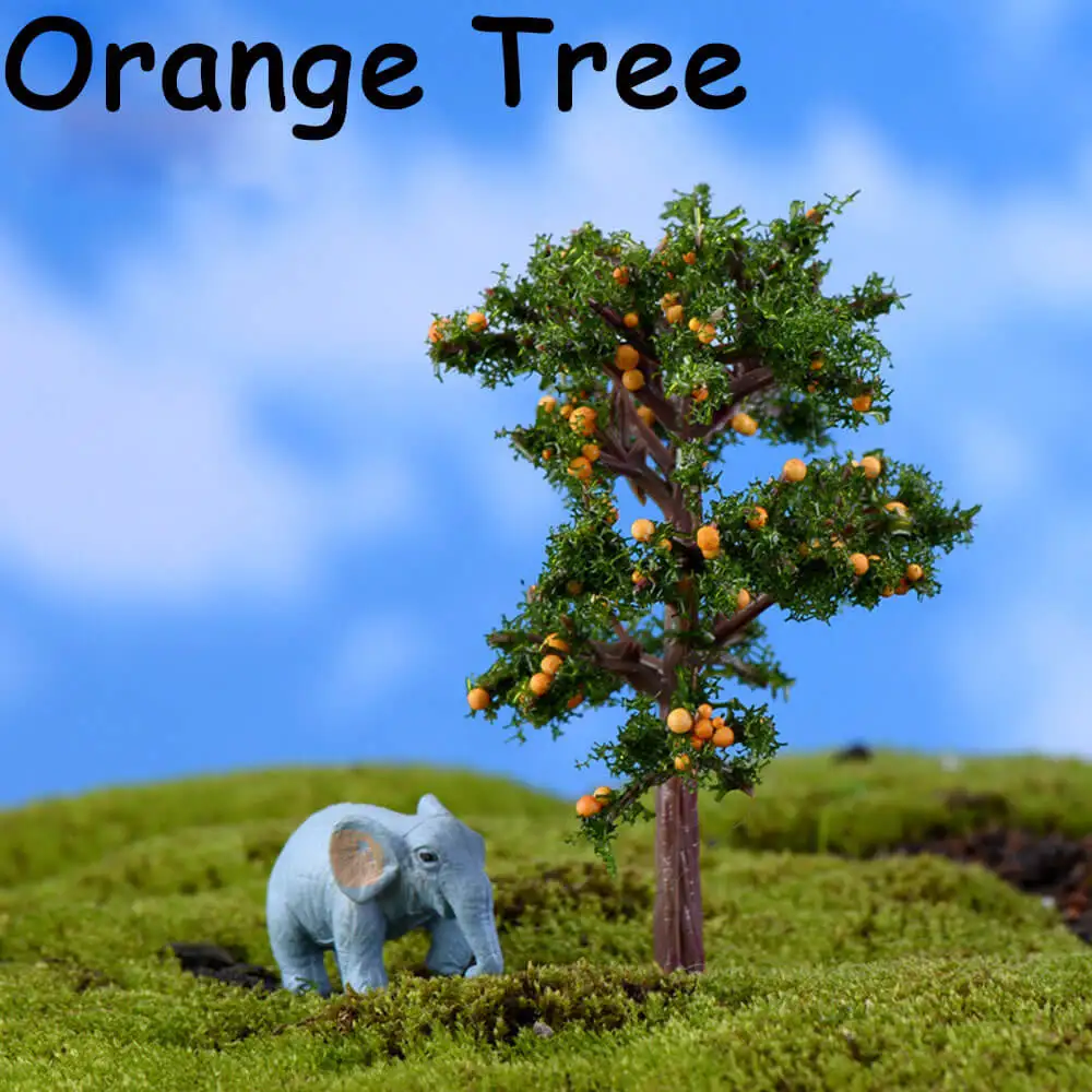 2 шт. 8 типов мини-дерево миниатюры микро пейзаж смолы ремесла фигурка бонсай садовый Террариум принадлежности сказочные садовые украшения - Цвет: orange tree