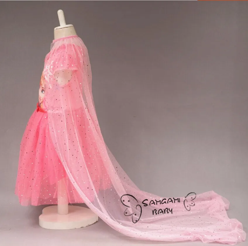 Летний детский костюм Эльзы и Анны платье для девочек детская одежда платье принцессы праздничные платья платье-пачка для маленьких девочек+ накидка