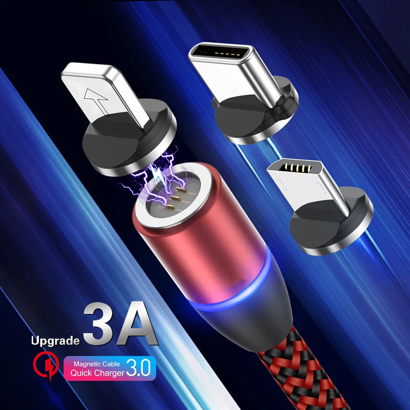 

Magnetic Micro usb Type C USB Cable Fast Charging Magnet Charger Cable LED Microusb Type-C Mobile Phone Charge Cable