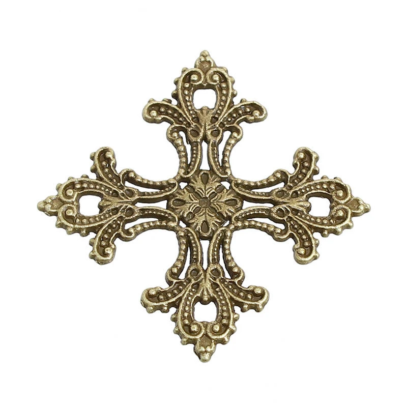 Подвески из сплава цинка DoreenBeads крест с бронзовой филигранью под старину мужские