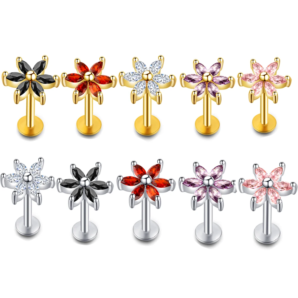 JUNLOWPY 1 шт. 16 г сталь губная серьга Циркон Серьги для ушного хряща пирсинг для козелка ушной раковины Ombligo Daith Conch корпус уха Je