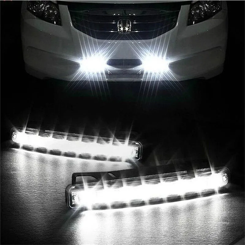 

8LED Car-styling Daytime Running Light Cars The fog Driving Daylight Head drl lamps For Automatic Navigation Lights White