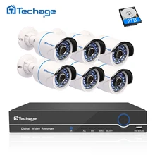 Techage 1080P HD CCTV камера системы 8CH POE NVR 2MP Крытый Открытый 6 шт. безопасности IP P2P товары теле и видеонаблюдения комплект