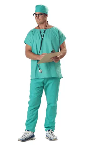 Men Doctors Scrubs Adult Mens Halloween Costume Fancy Dress