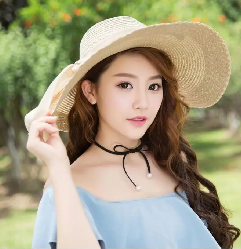 SUOGRY Новая Популярная мода весна лето женская пляжная шляпа с защитой от ультрафиолета с бантом женские классические одноцветные повседневные шляпы