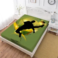 Sports Posture Bed Sheet Playing Football Basketball Fitted Sheet Teens Cartoon Bedding Deep Pocket Sheet Polyester Bedclothes