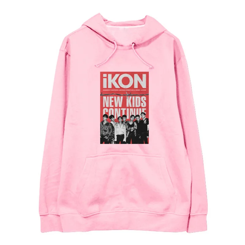 Ikon KPOP осенне-зимнее пальто Мужская толстовка с капюшоном Женская хлопковая Корейская версия черная белая с буквенным принтом 2019 рукав для