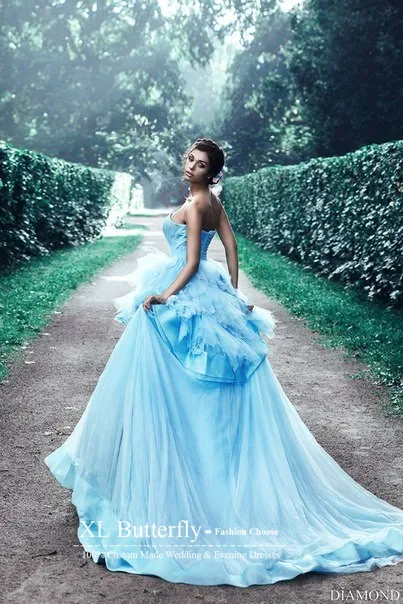 Vestido De Noiva Blue Princess Evening Dresses 2017 Ruffles Vestido De Noiva Blue Princess Evening Dresses 2017 Ruffles Sweetheart Prom Dress Long Train Party Gowns Plus Size In From Weddings Events