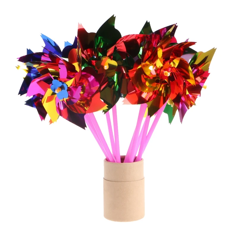 

10Pcs Plastic Windmill Pinwheel Wind Spinner Kids Toy Garden Lawn Party Decor Hot!