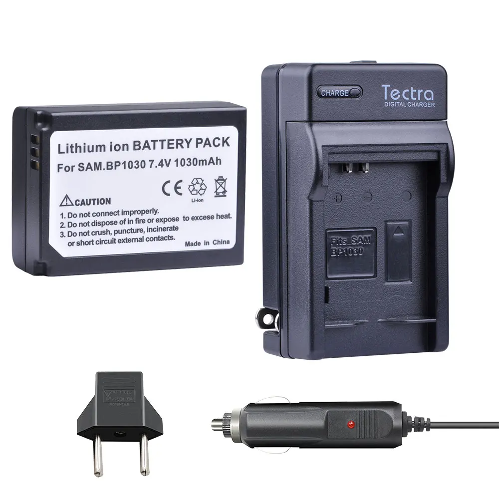 Tectra 1 шт. BP-1030 BP 1030 BP1030 Батарея+ автомобиля Зарядное устройство для samsung NX200 NX210 NX300 NX500 NX1000 NX1100 NX-300M Батарея