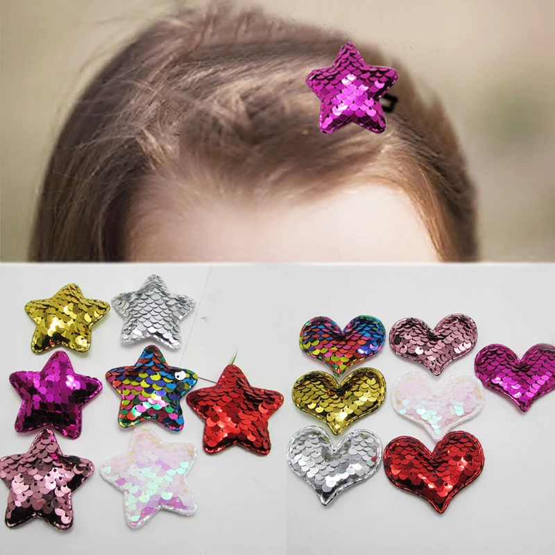 

LNRRABC 10PCP SPaillette Korean Hair Clip hand made Hair Accessories Hair Band Making jewelry accessory Star DIY Cartoon Heart