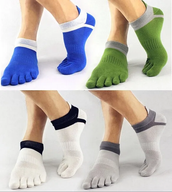 Яркие цвета, мужские и женские сетчатые тонкие носки с пятью пальцами, хлопковые носки