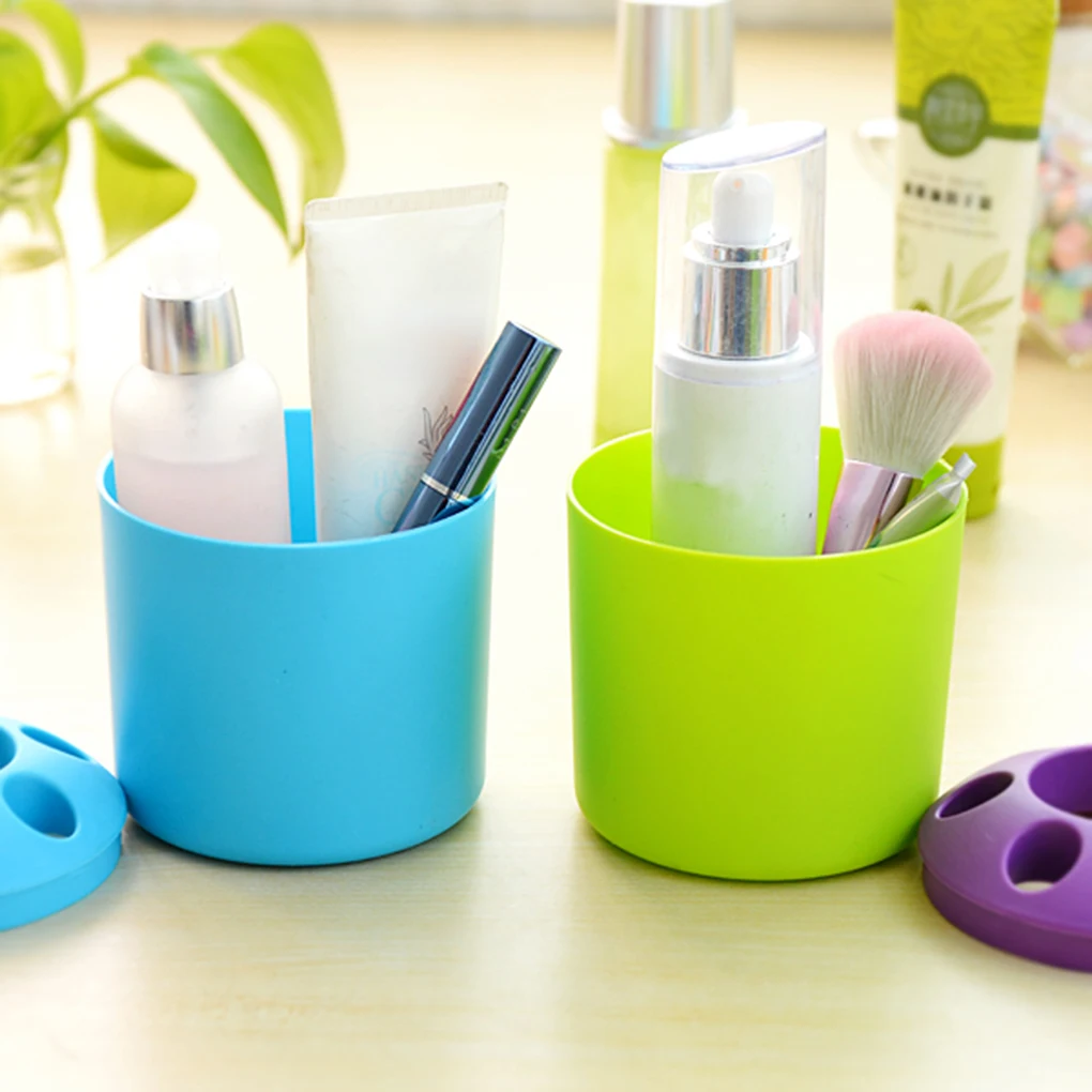 

10*9cm Porous Couples Desktop Pen Block Toothbrush Holder Toothpaste Seat Storage Bucket Storage Box Family Tools