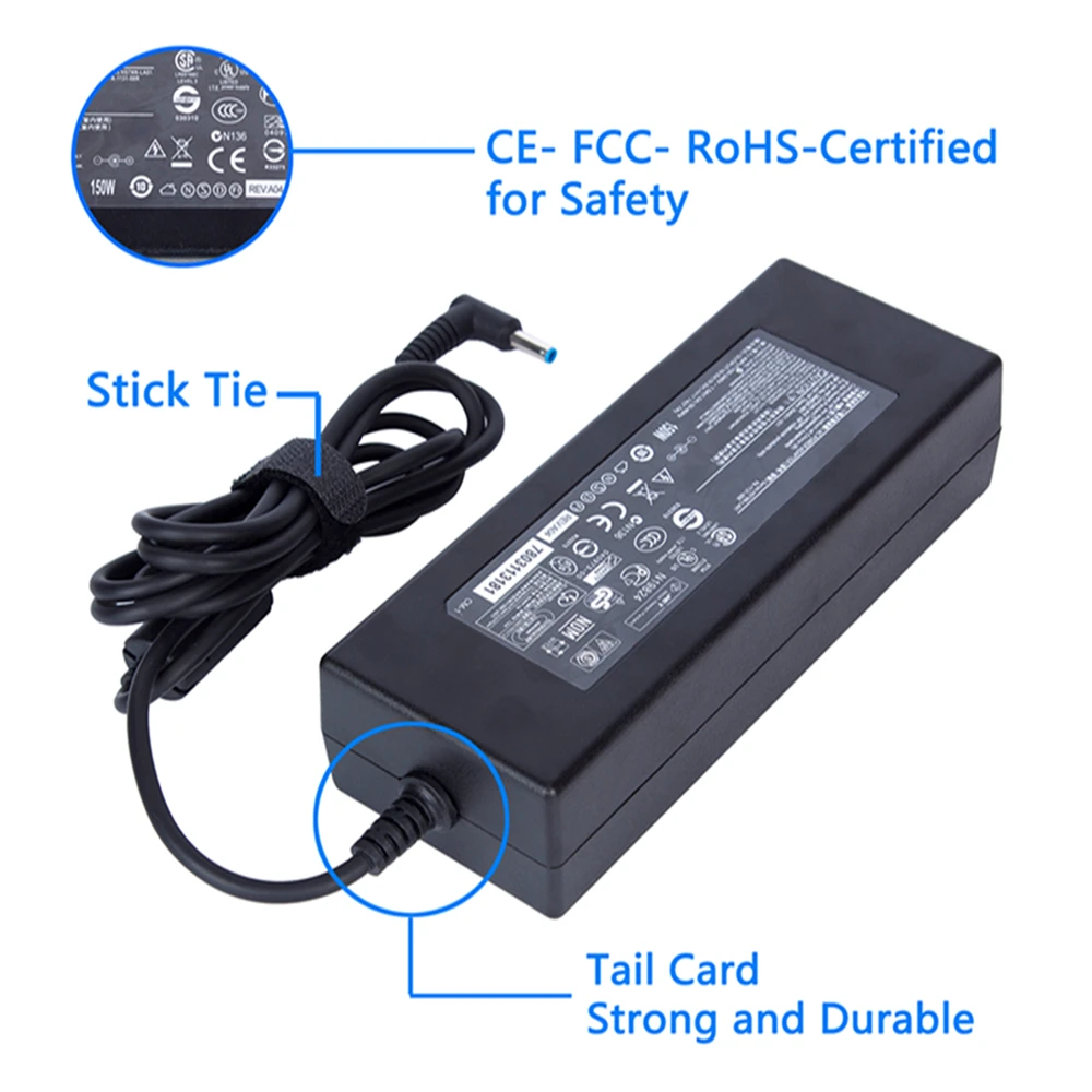Kwokkerk 19,5 в 7.7A 150 Вт Сменный Адаптер переменного тока зарядное устройство для hp разъем 4,5 мм* 3,0 мм