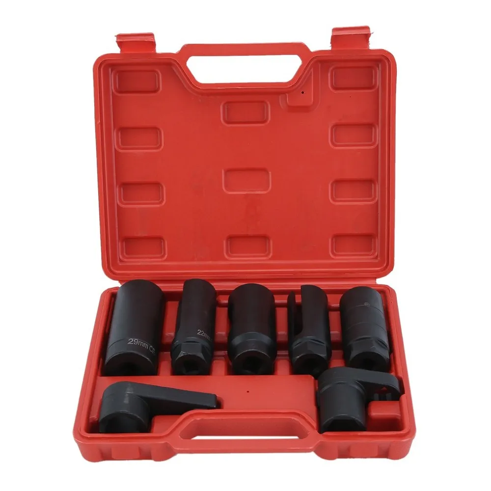 

7 PCS Chrome Vanadium Carbon Steel Sensor Socket Set Vehicle Oxygen Sensor Sleeve Automotive Removal Tool Auto Repair Tool